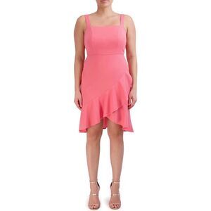 BCBG Pink Dress Ruffle Womens Size Large Sleeveless Flattering NEW with Tag